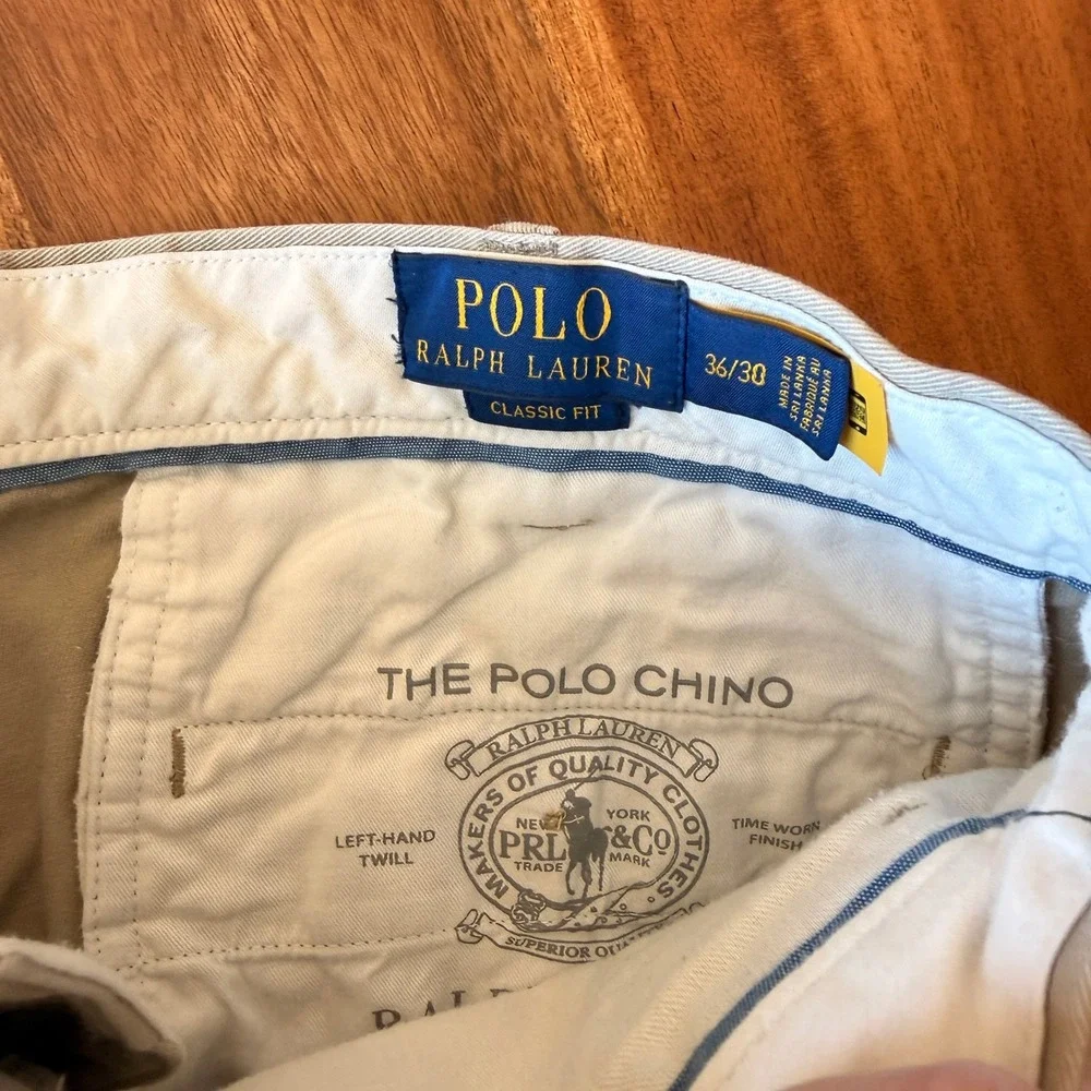 Polo Ralph Lauren Men's Khaki Classic Chino Pants Size 36x30‎